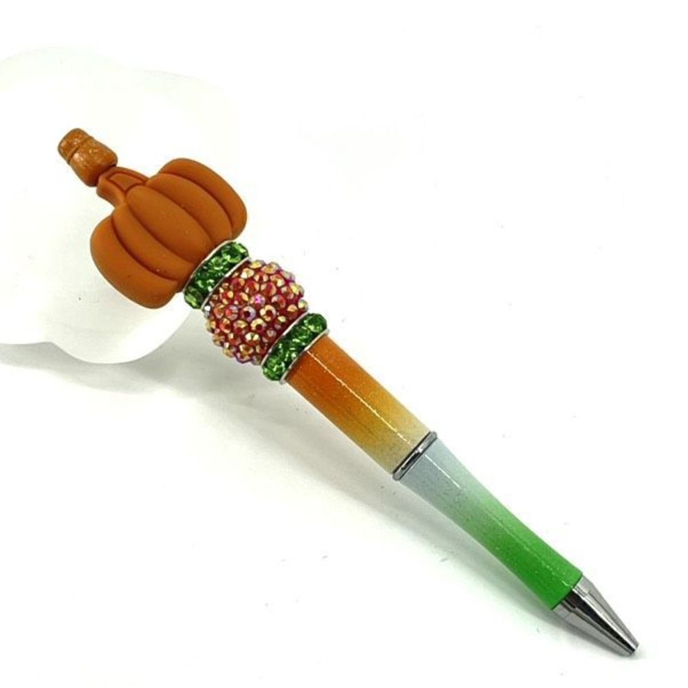Pumpkin Halloween pen handmade NEW bling rhinestone glitter green orange white
